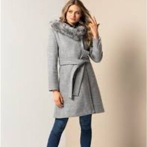 Grey Belted Wool Coat